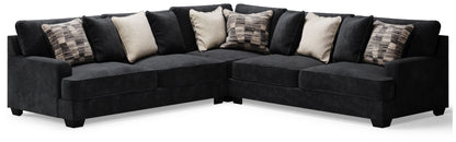 Modern Fabric Sectional - 3-Piece - Charcoal
