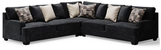 Modern Fabric Sectional - 3-Piece - Charcoal