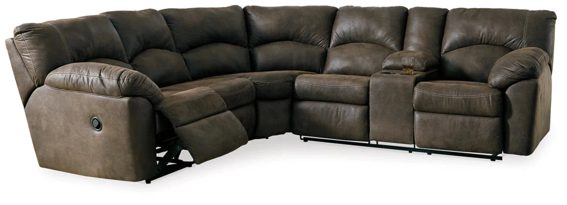Modern Faux Leather Sectional - Pewter