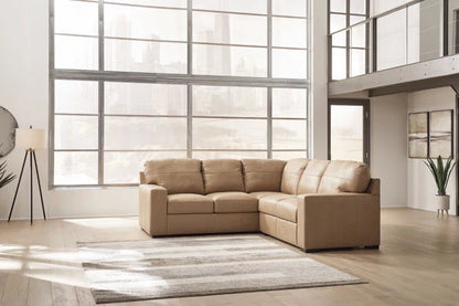 Modern Leather Sectional - 3 Pc. Left Arm Facing Loveseat - Toffee