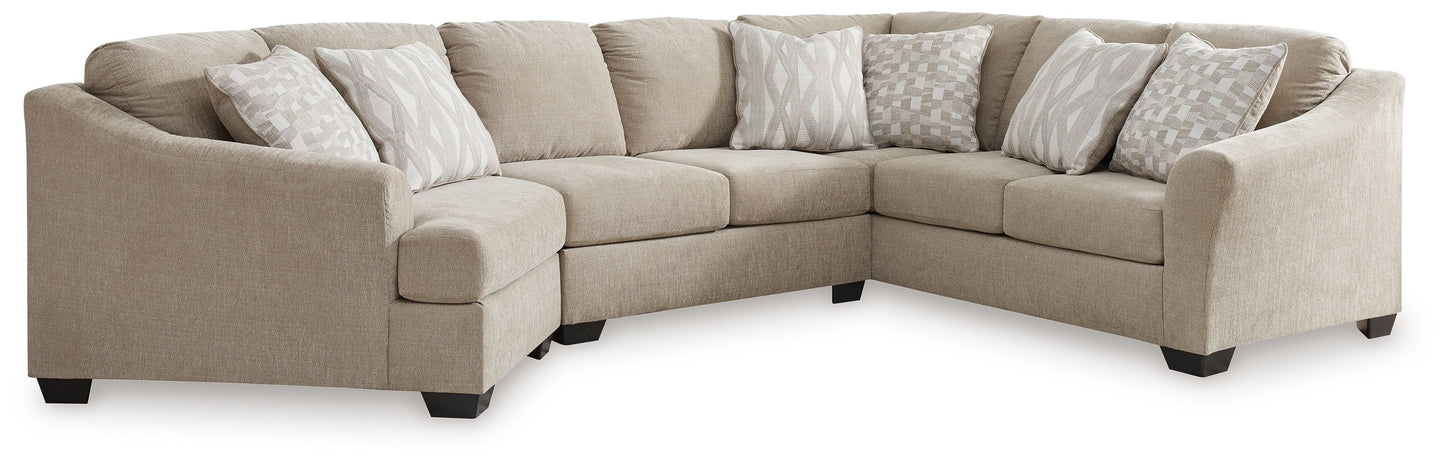 Modern Fabric Sectional - Cork - 3 Pc. Right Arm Facing Cuddler