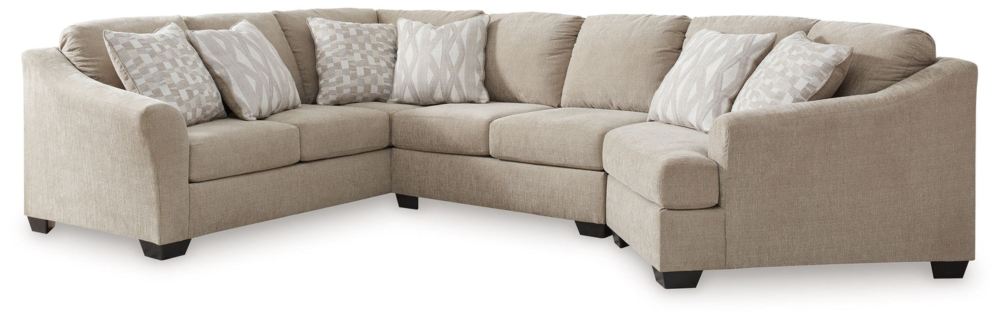 Modern Fabric Sectional - Cork - 3 Pc. Left Arm Facing Cuddler