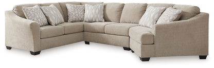 Modern Fabric Sectional - Cork - 3 Pc. Left Arm Facing Cuddler