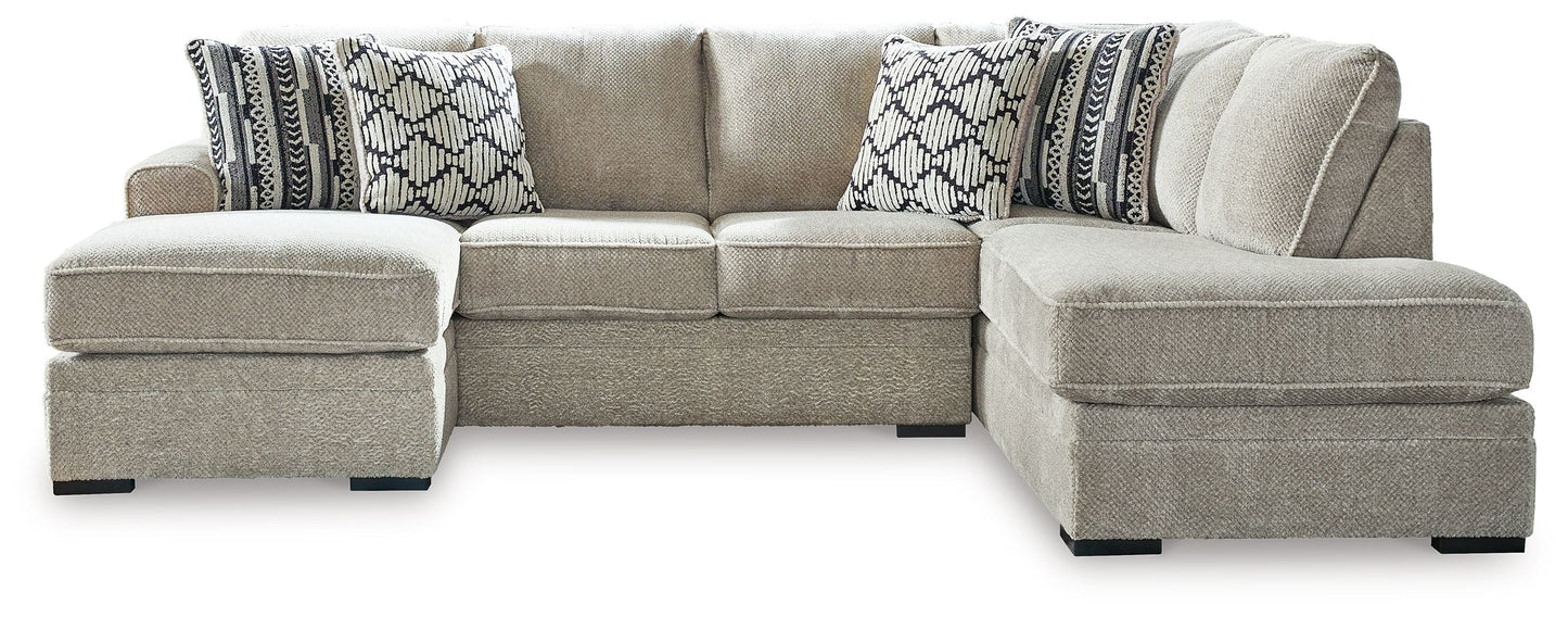 Modern Fabric Sectional - 2-Piece Right Arm Facing Corner Chaise - Sisal