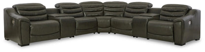 Center Line Leather Power Recliner Sectional