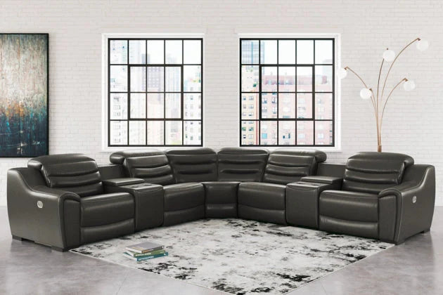 Center Line Leather Power Recliner Sectional
