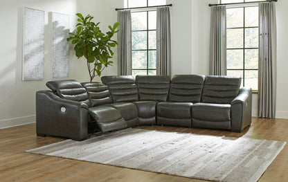 Center Line Leather Power Recliner Sectional