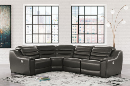 Modern Faux Leather Sectional - 3 Pc. Sofa - Dark Gray