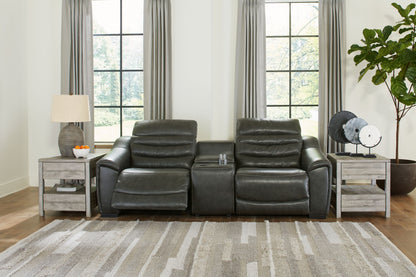 Center Line Leather Power Recliner Sectional