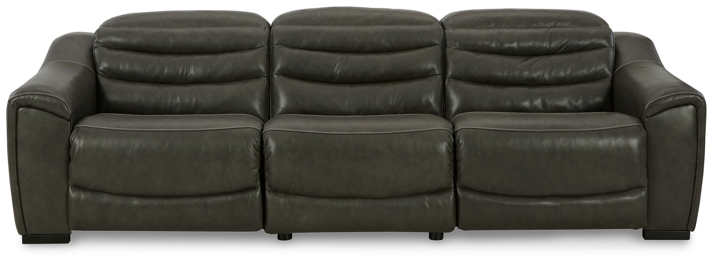 Modern Faux Leather Sectional - 6 Pc. - Dark Gray