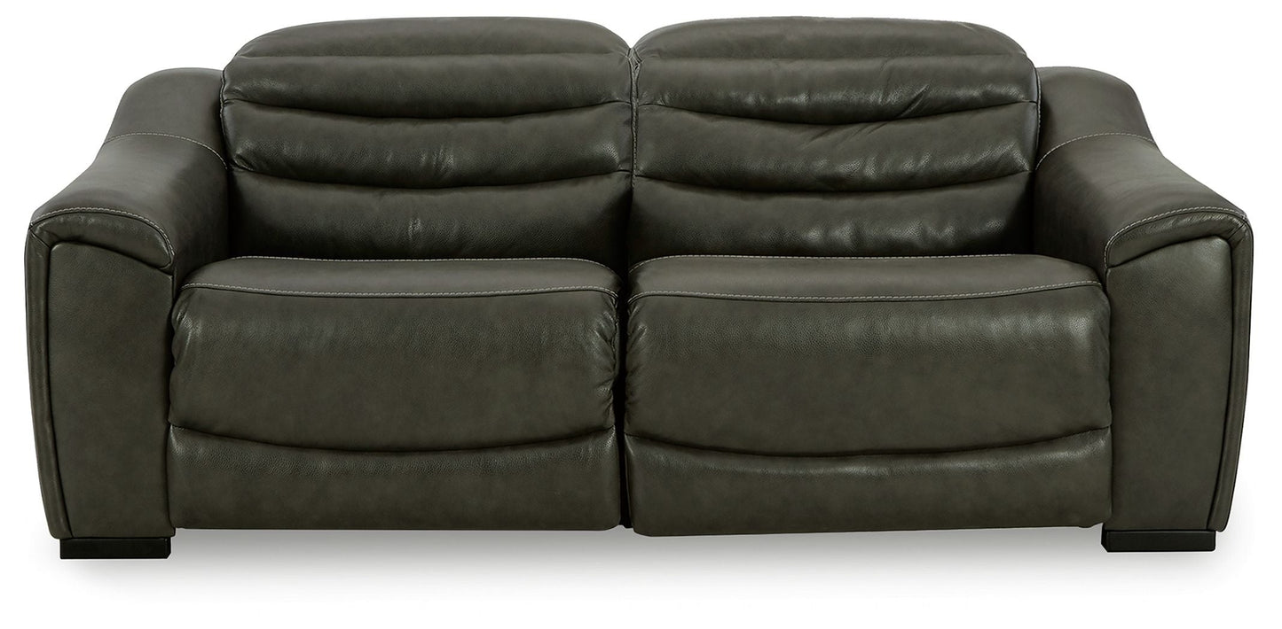 Modern Faux Leather Sectional - 7 Pc. - Dark Gray