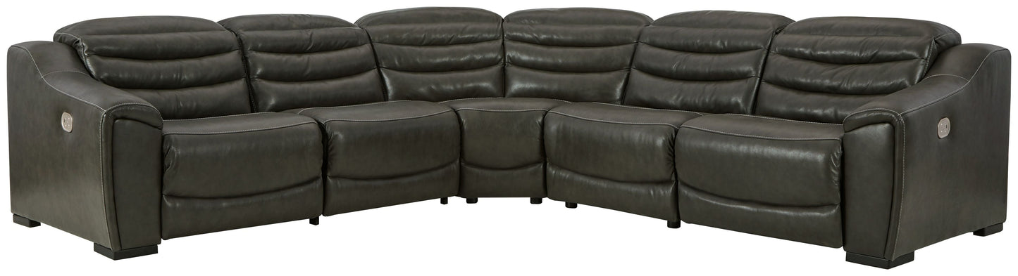 Modern Faux Leather Sectional - 2 Pc. Loveseat - Dark Gray