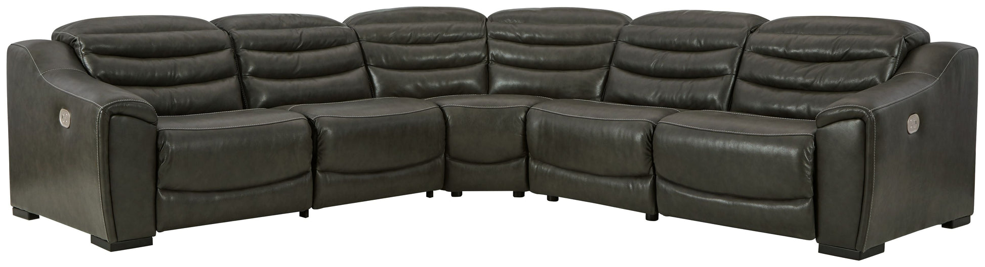 Modern Faux Leather Sectional - 2 Pc. Loveseat - Dark Gray