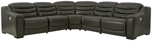 Center Line Leather Power Recliner Sectional