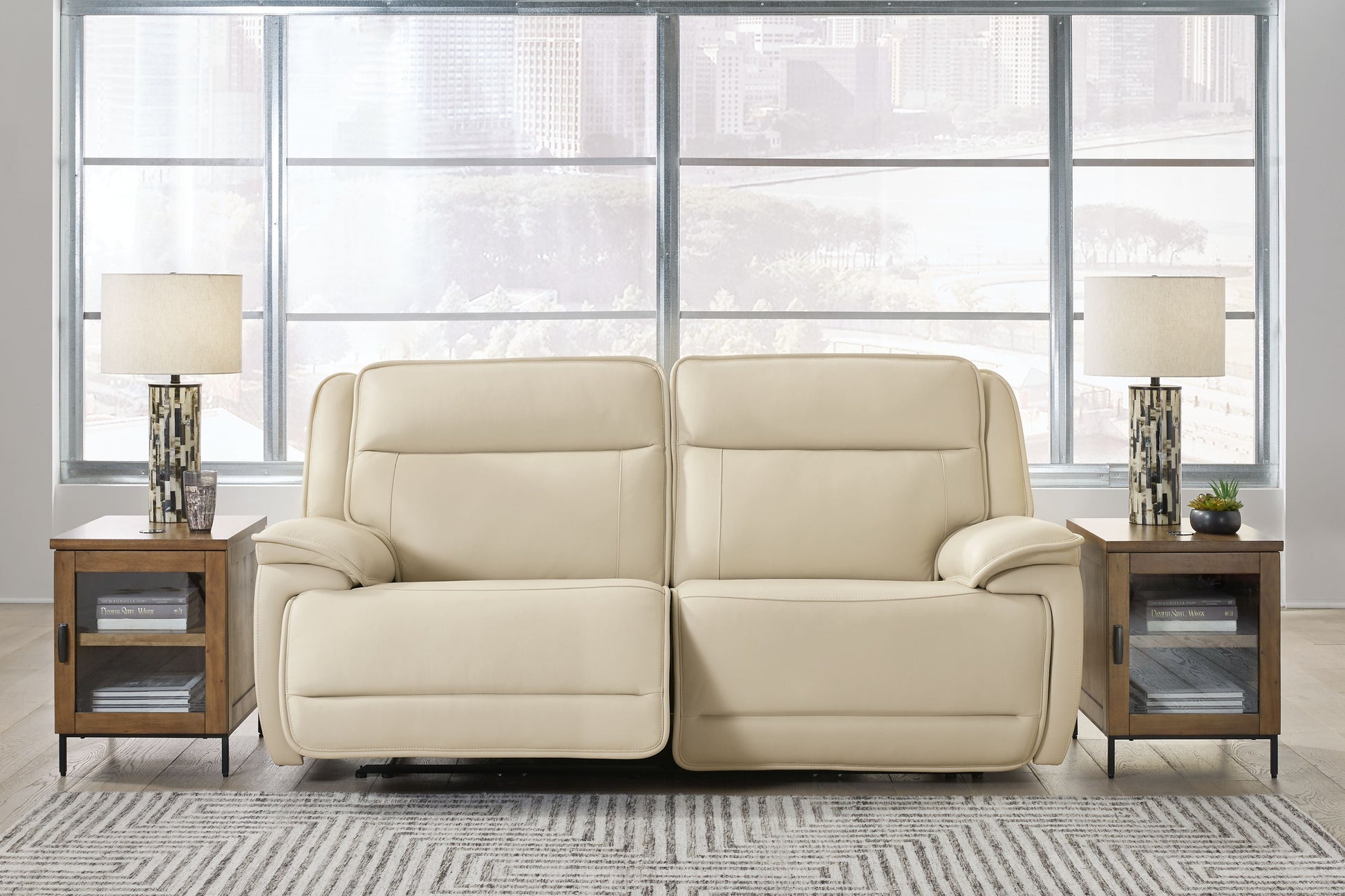 Modern Leather Match Sectional