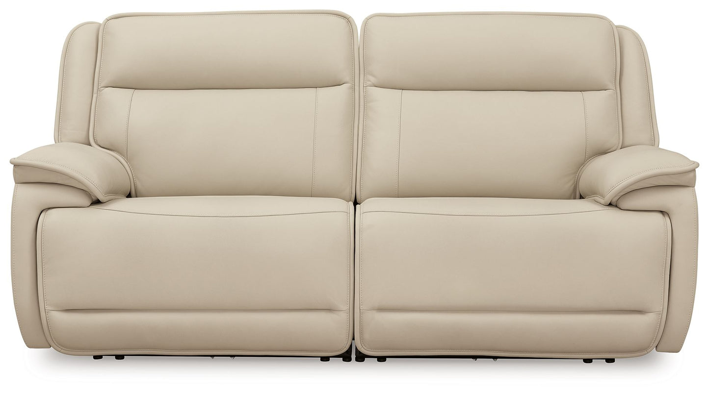 Modern Leather Match Sectional - Almond - 4 Pc. Power Reclining Sectional