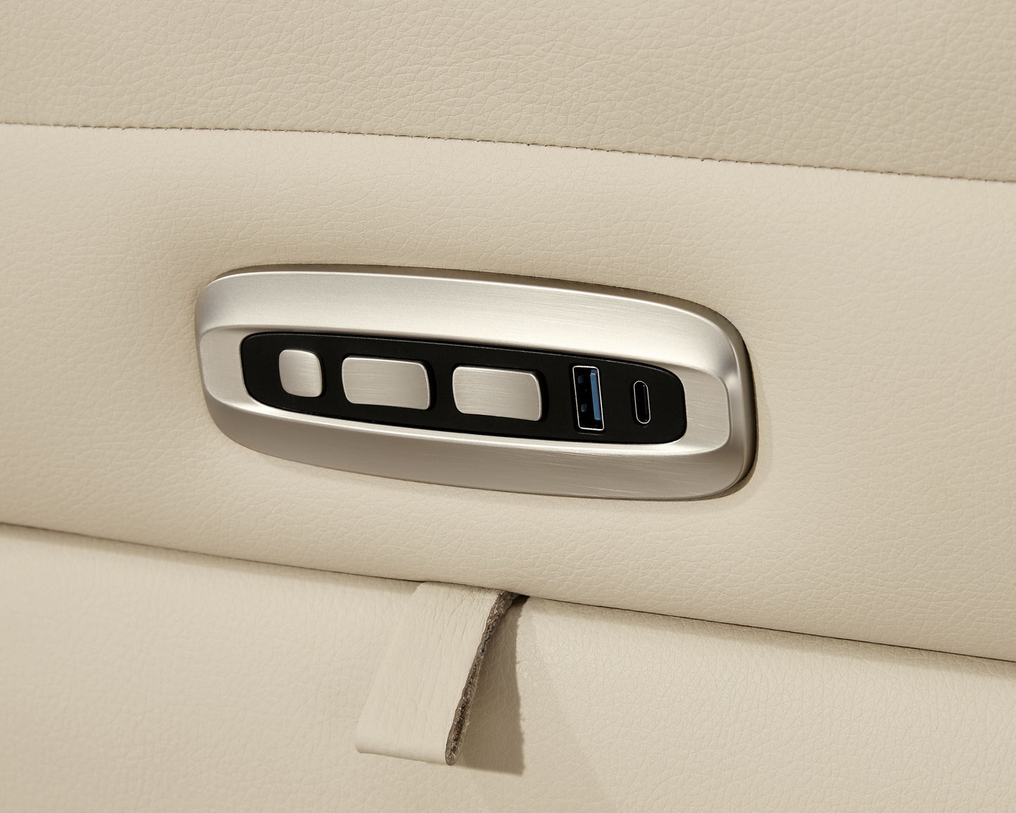 Modern Leather Match Sectional - Almond - 6-Piece Power Reclining Sectional With Console