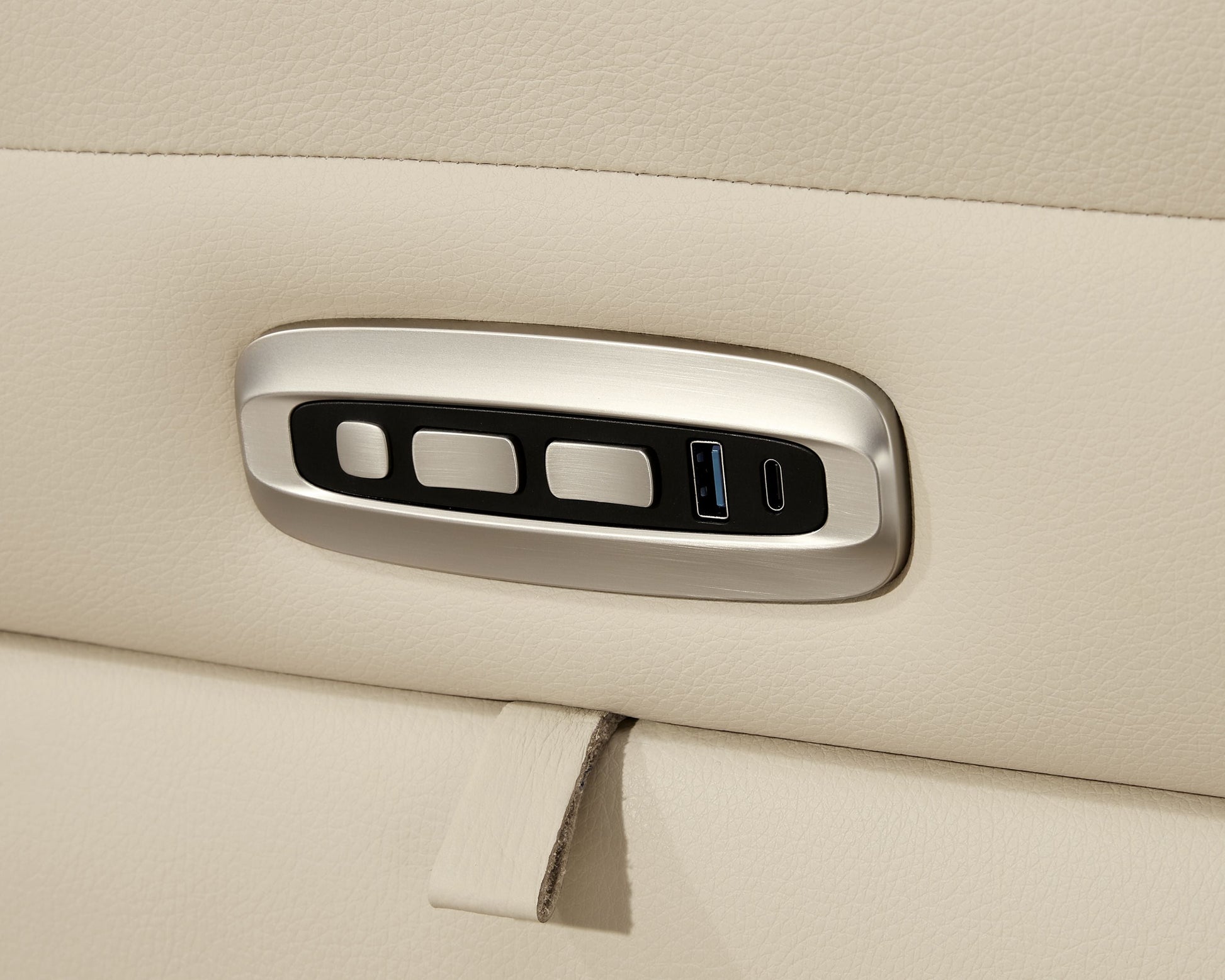 Modern Leather Match Sectional - Almond - 6-Piece Power Reclining Sectional With Console