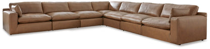 Modern Leather Match Sectional - Black - 5-Piece