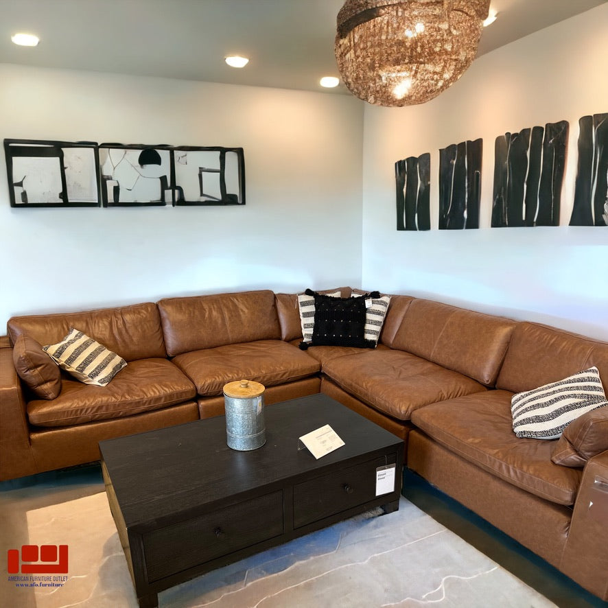 Modern Leather Match Sectional