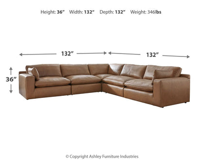 Modern Leather Match Sectional