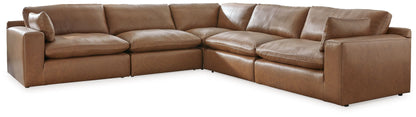 Modern Leather Match Sectional - Caramel - 3-Piece Sofa