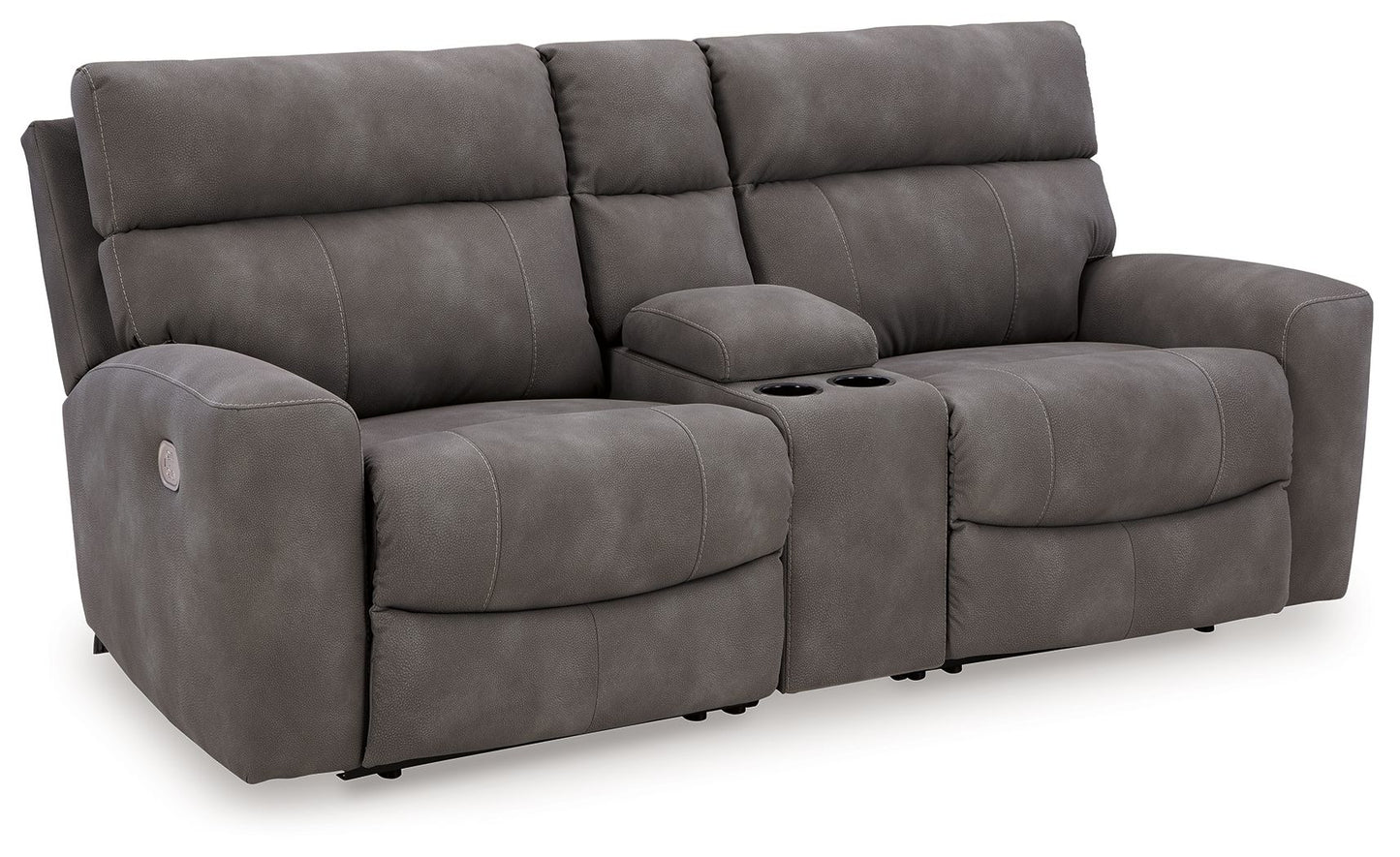 Modern Faux Leather Sectional - Sand - 3 Pc. Power Reclining Sectional Loveseat With Console