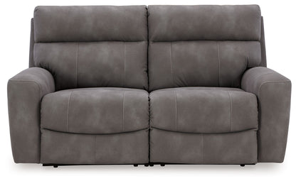Modern Faux Leather Sectional - Slate - 3 Pc. Power Reclining Sectional Loveseat With Console
