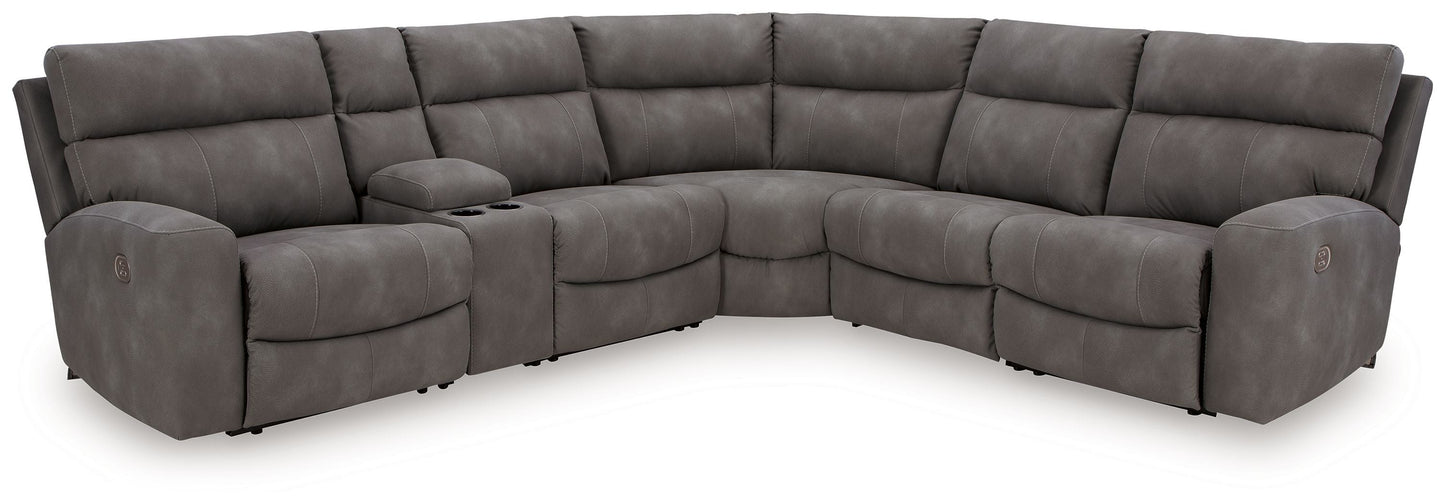 Modern Faux Leather Sectional - Slate - 2 Pc. Power Reclining Sectional Loveseat
