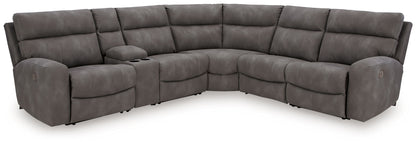 Modern Faux Leather Sectional - Slate - 2 Pc. Power Reclining Sectional Loveseat