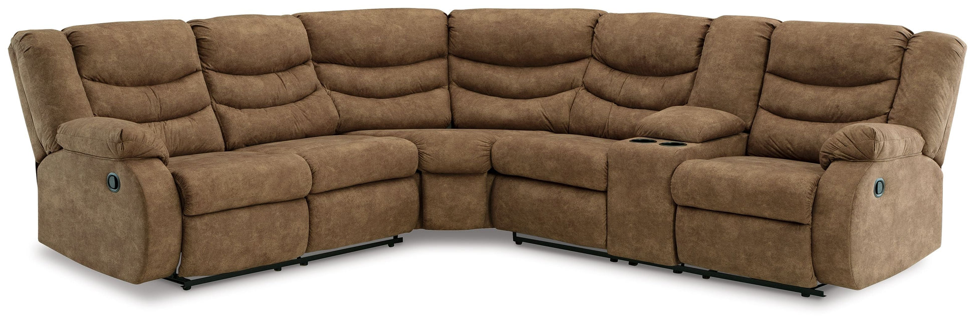 Modern Faux Leather Sectional - Brindle - 2-Piece Reclining Sectional With Console