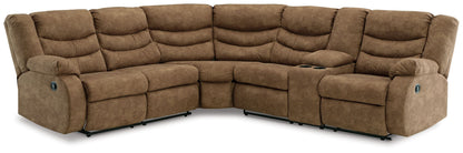 Modern Faux Leather Sectional - Brindle - 2-Piece Reclining Sectional With Console