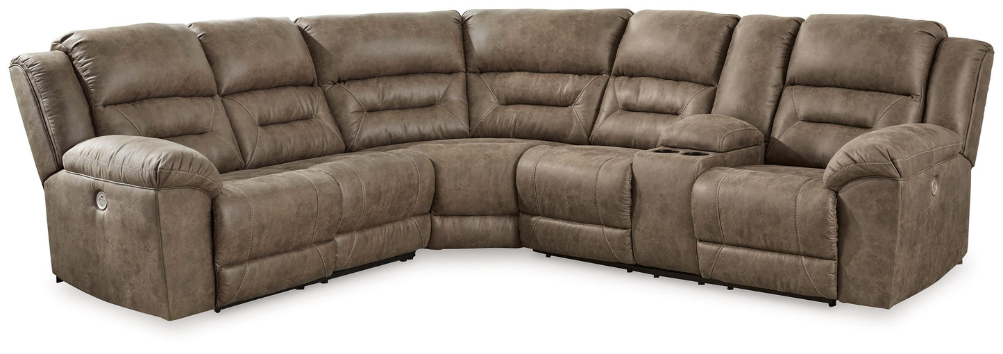Modern Faux Leather Sectional - Fossil - 3-Piece Power Reclining Sectional With Right Arm Facing Power Reclining Loveseat