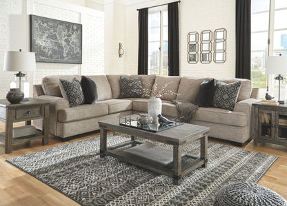 Casual Fabric Sectional - 4-Piece Sectional with Left-Arm Facing Loveseat - Stone