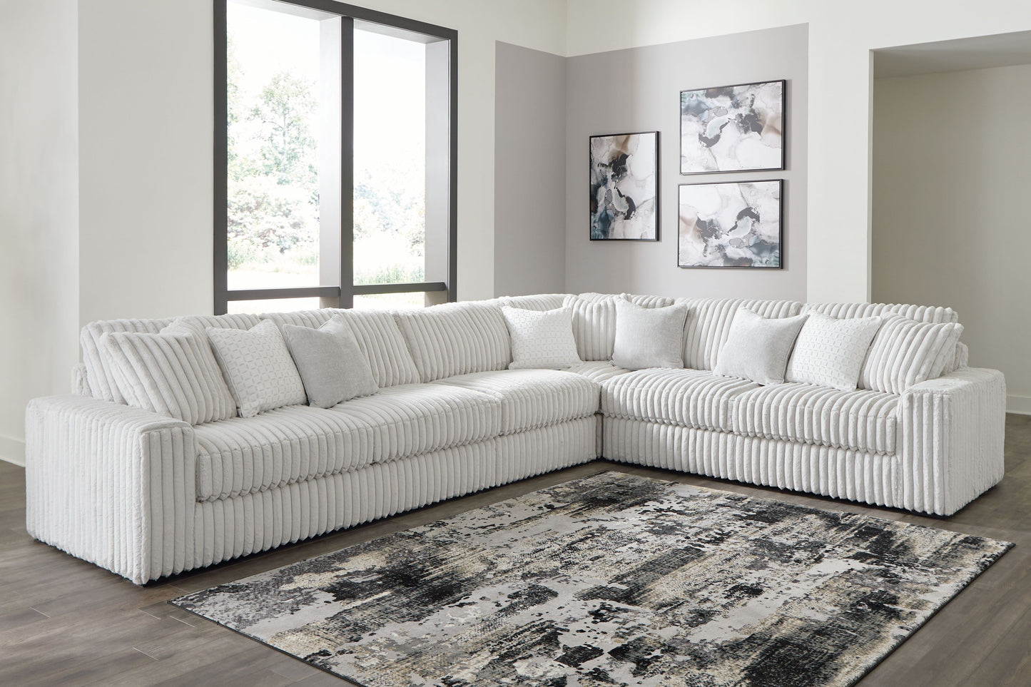Modern Fabric Sectional - Alloy - 5 Pc. Right Arm Facing Corner Chaise Sectional