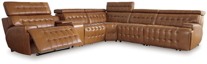 Modern Leather Match Sectional - Chocolate - 3-Piece Loveseat With Console