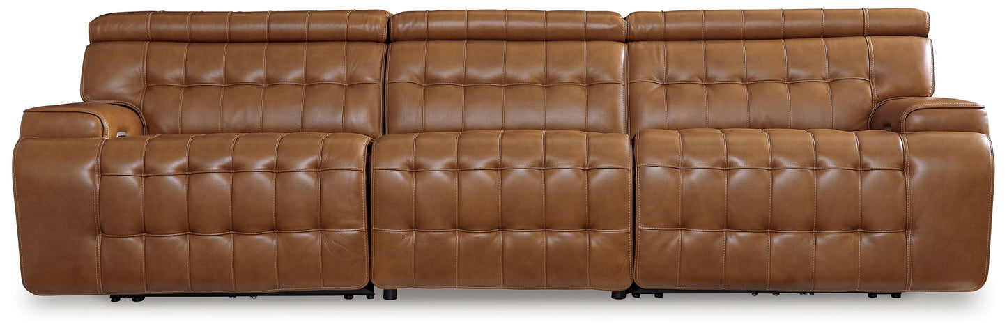 Modern Leather Match Sectional - Chocolate - 5-Piece