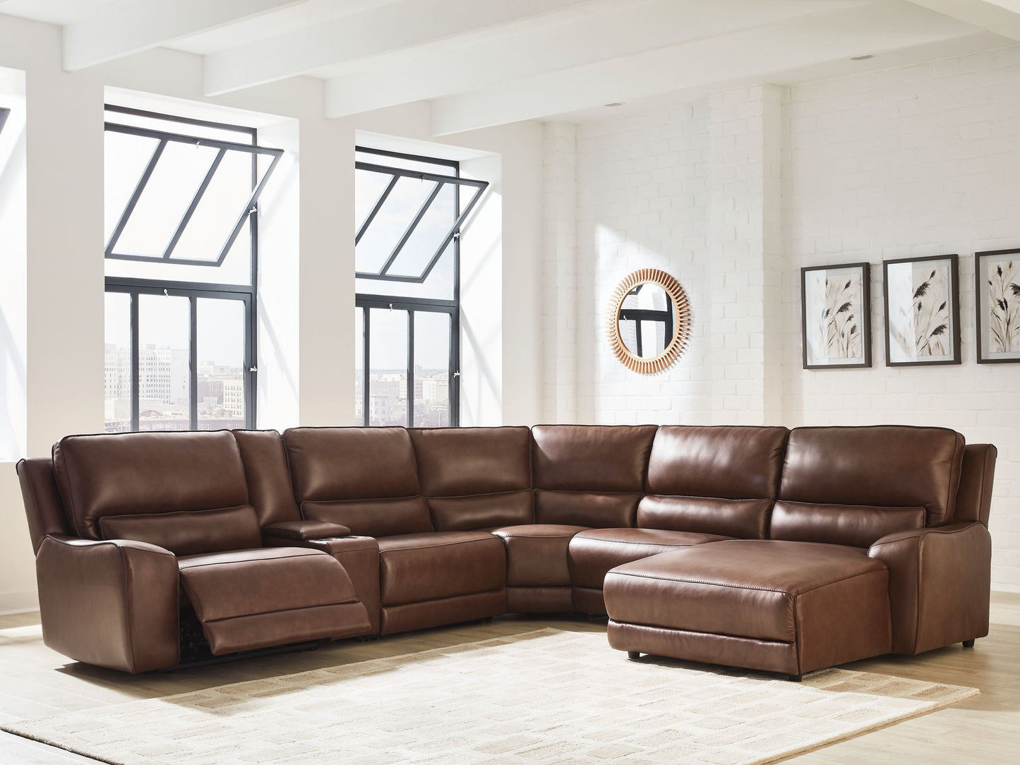 Modern Leather Match Sectional