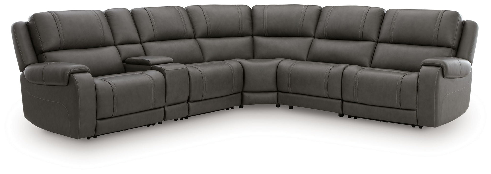 Modern Leather Match Sectional - Gray - 3 Pc. Power Reclining Sectional Sofa