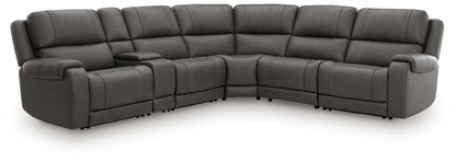 Modern Leather Match Sectional - Gray - 3 Pc. Power Reclining Sectional Sofa