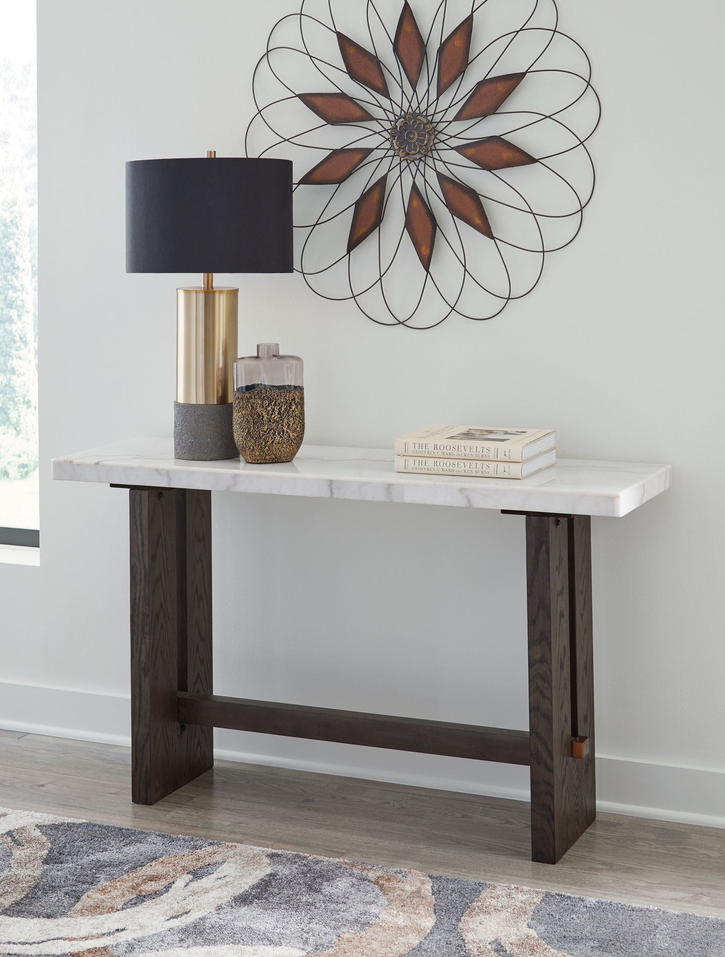 Burkhaus - Sofa Table - White / Dark Brown