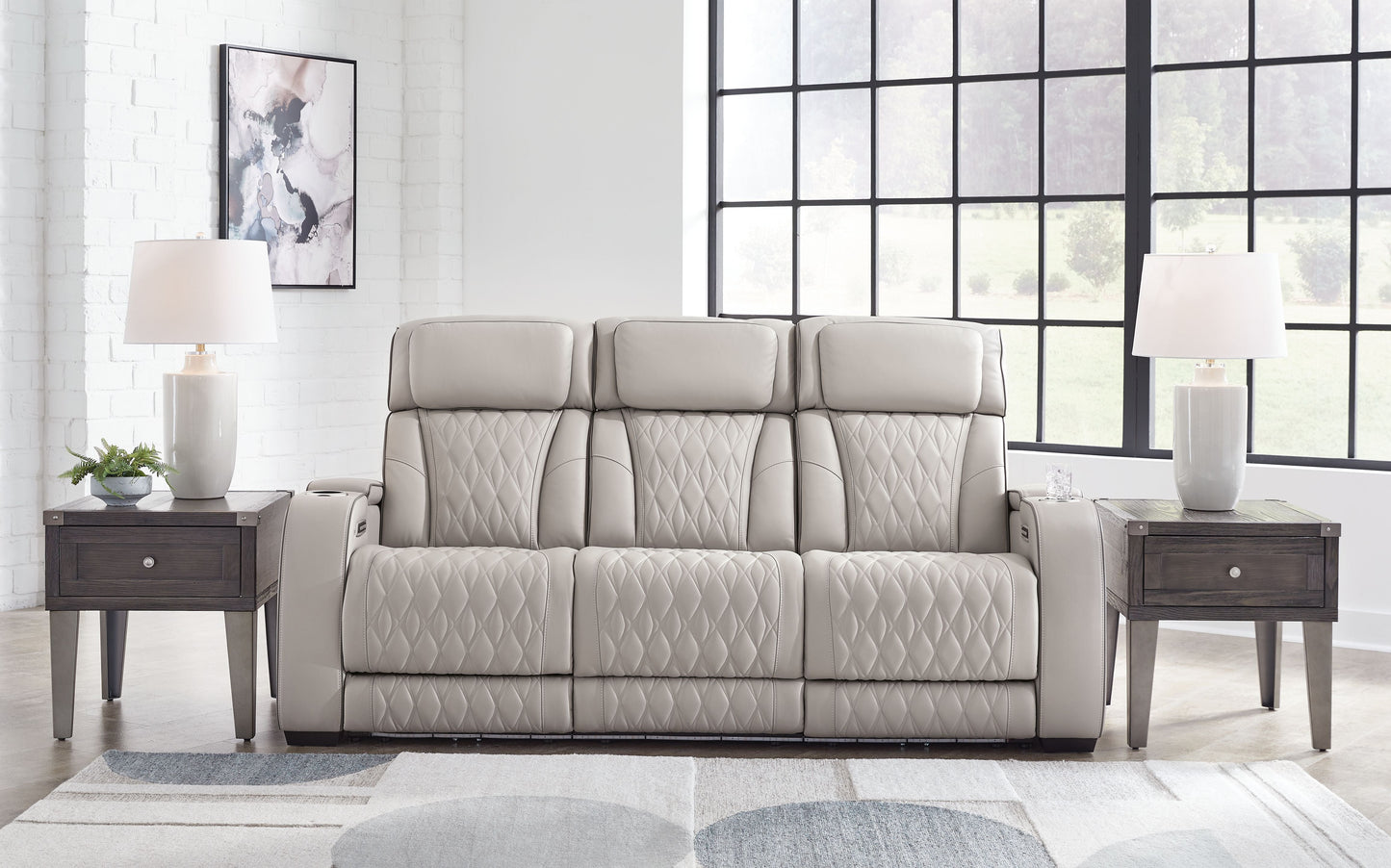 Modern Leather Match Sofa