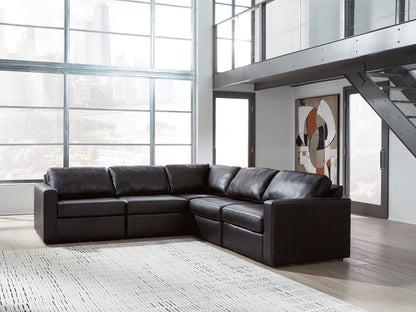 Modern Leather Match Sectional