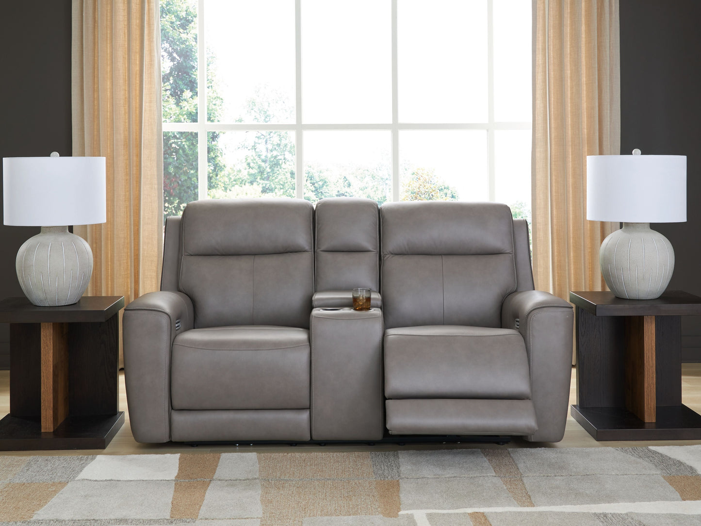Modern Leather Match Loveseat