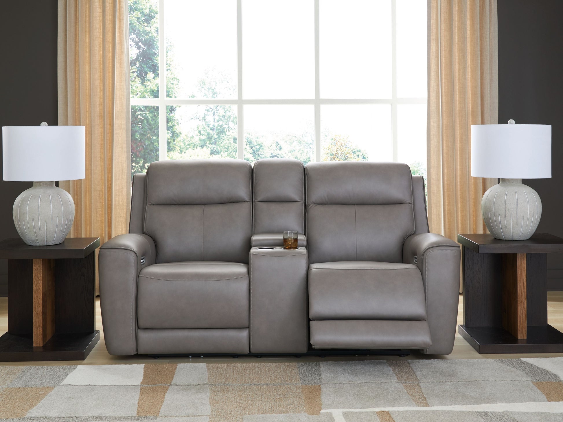 Modern Leather Match Loveseat