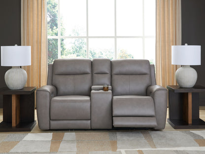 Modern Leather Match Loveseat