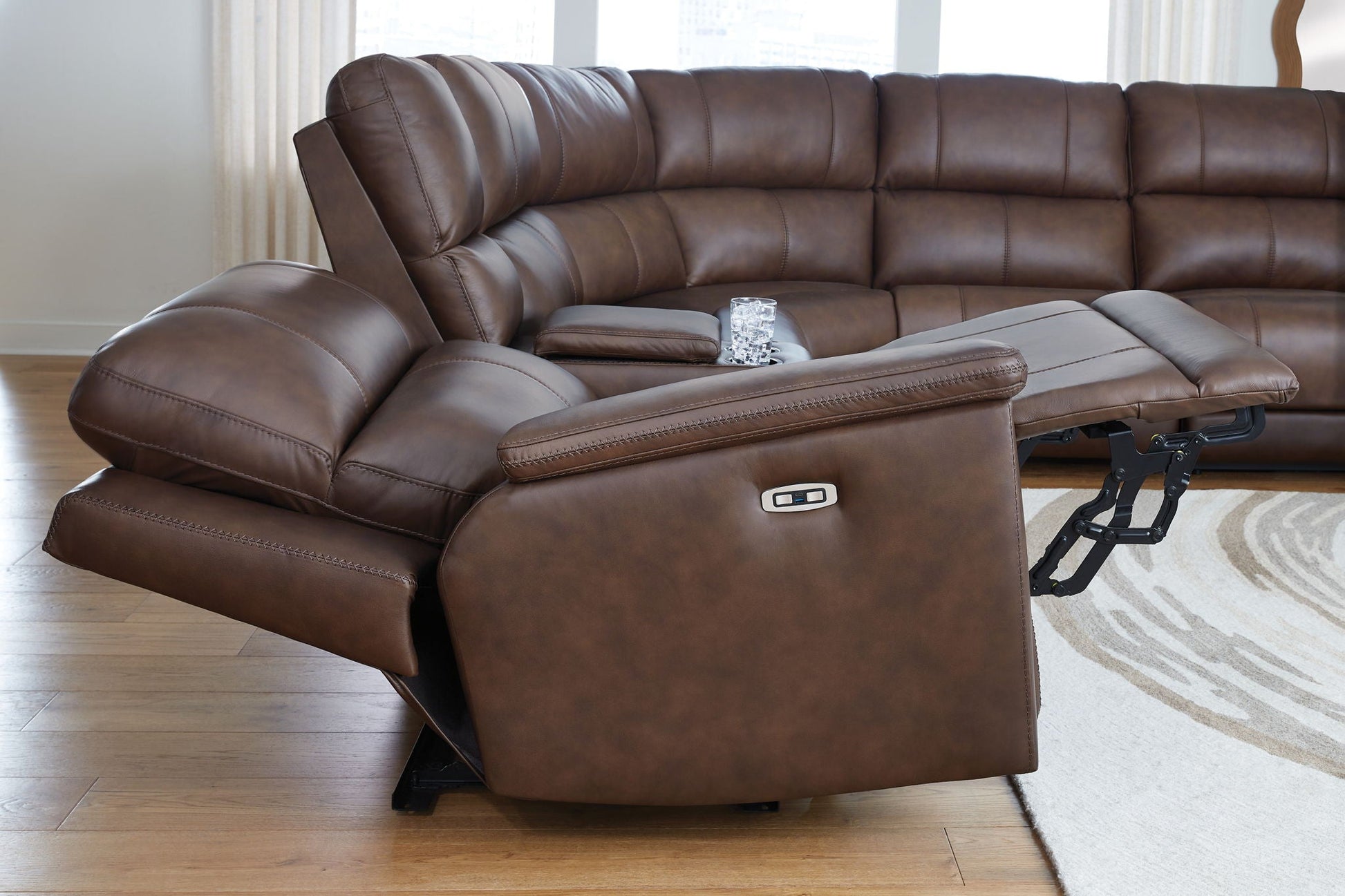 Modern Leather Match Sectional