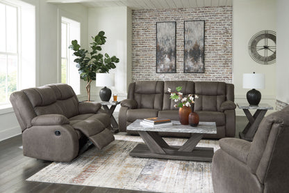 Dark Gray Reclining Sofa And Loveseat - side view