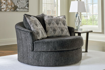 Biddeford - Oversized Swivel Accent Chair - Shadow
