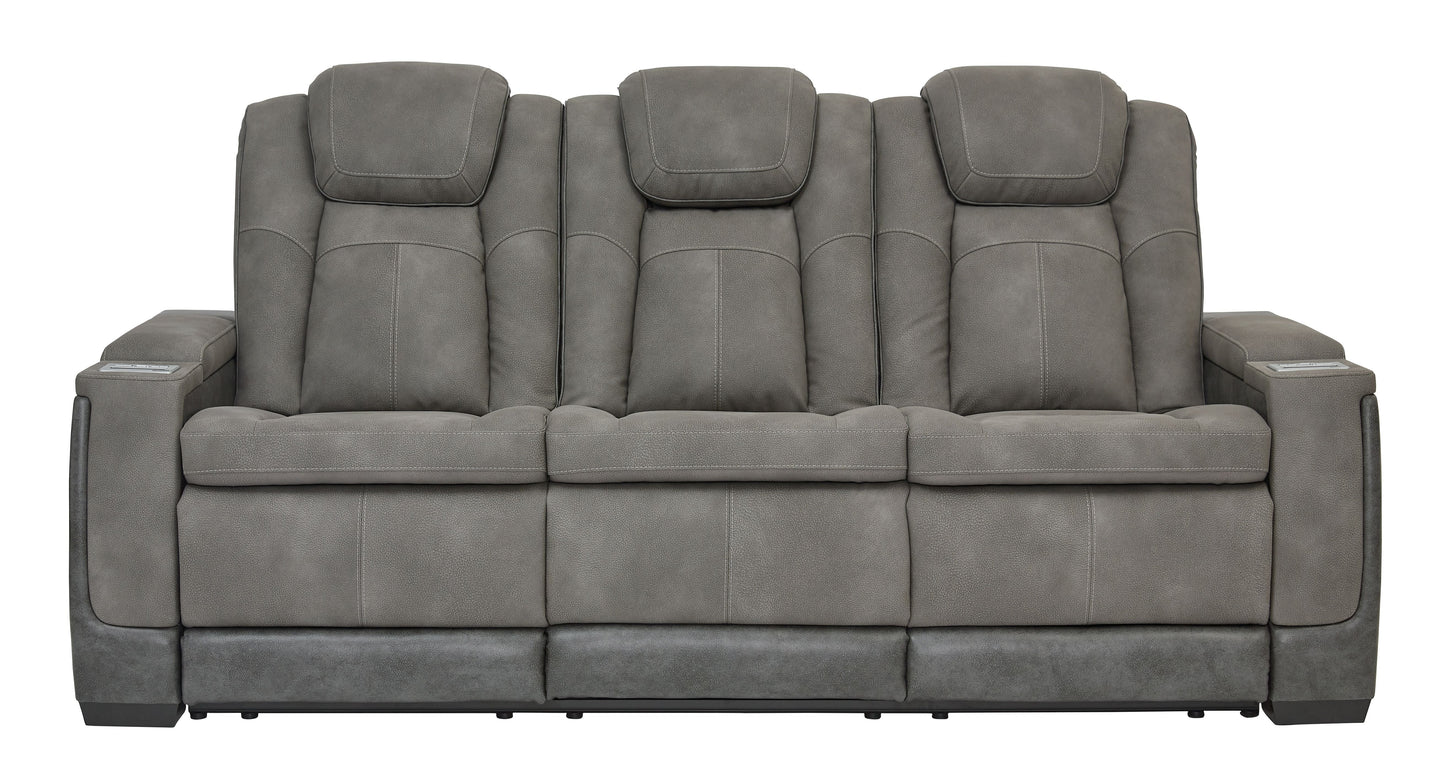 Modern Faux Leather Sofa - Slate
